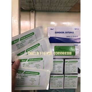 ❤[HỘP 12 SỢI] Chỉ khâu y tế phẫu thuật nylon không tan BEE,chỉ khâu phẫu thuật nylon không tiêu (tan) 2/0 3/0 4/0 5/0