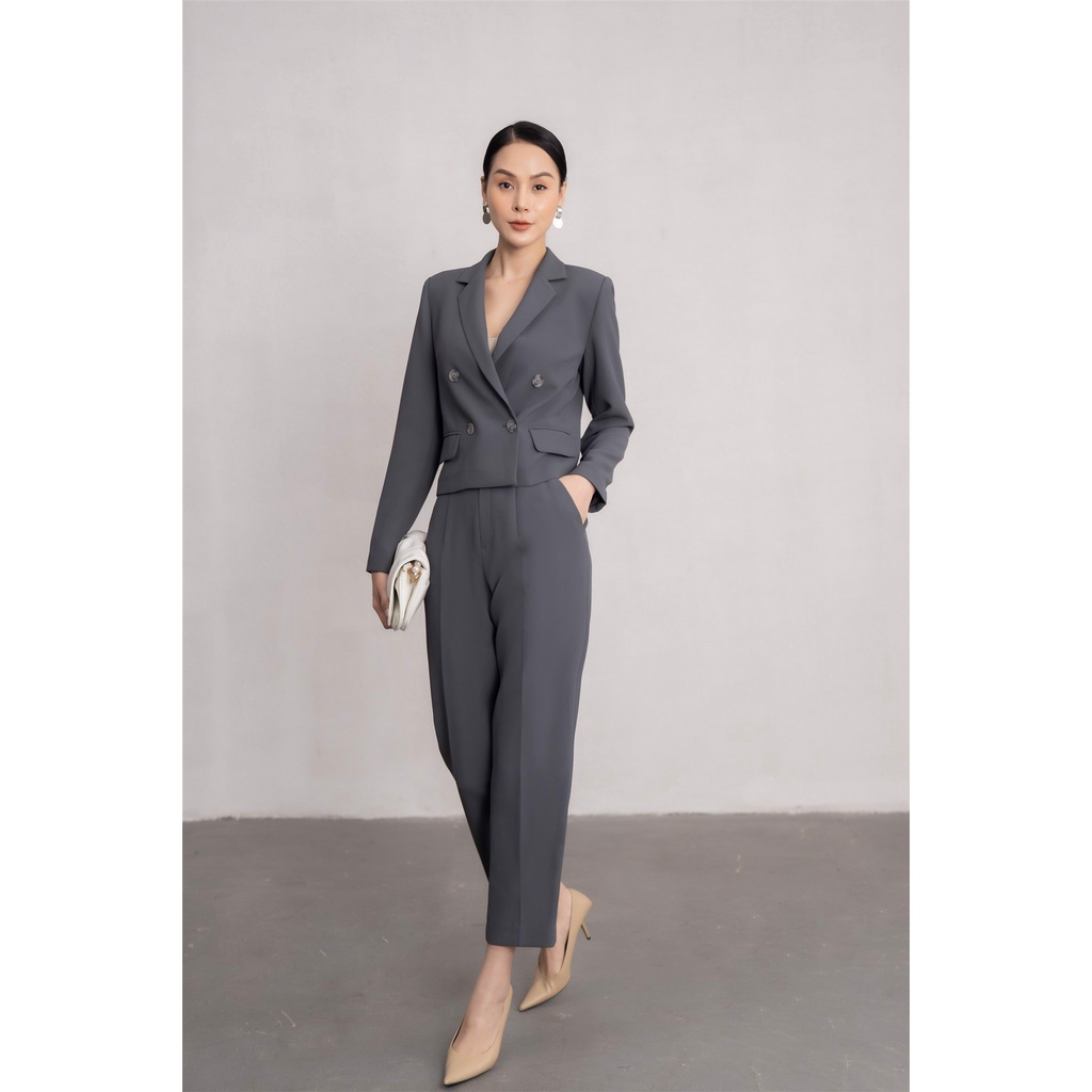 Áo vest nữ công sở tay dài dáng ngắn Eva de Eva 21AQAE042G