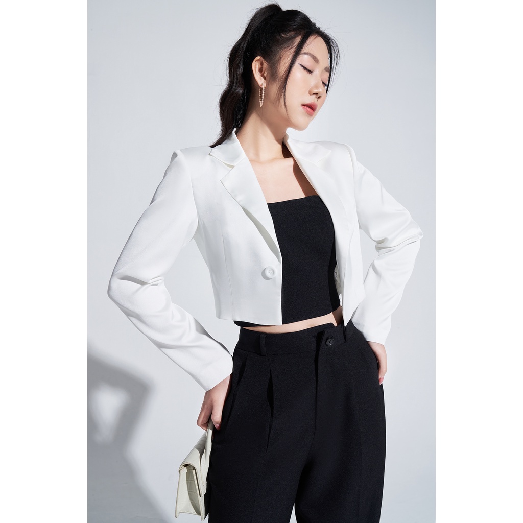 Áo blazer nữ trắng tay dài croptop LADY ME by Eva de Eva 21AKGO007T