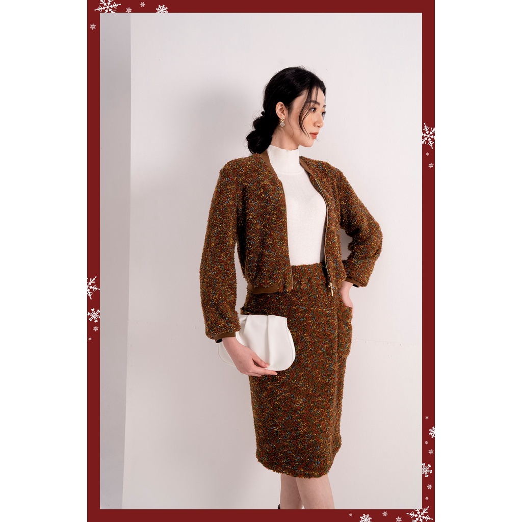 Chân váy len ngang gối dáng ôm Eva de Eva 21ACVE044N