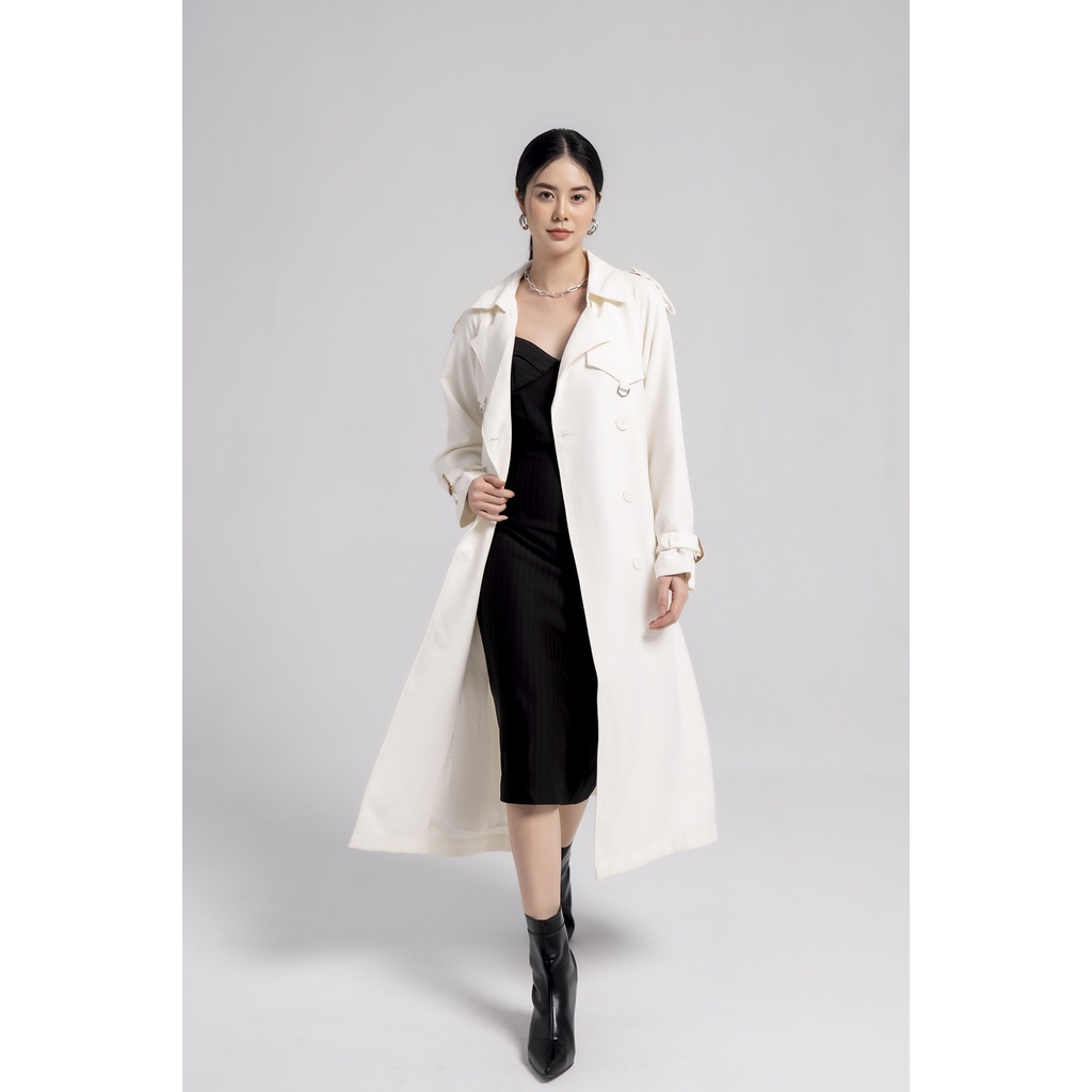 Áo khoác măng tô nữ dáng dài Eva de Eva 20ACOE017T