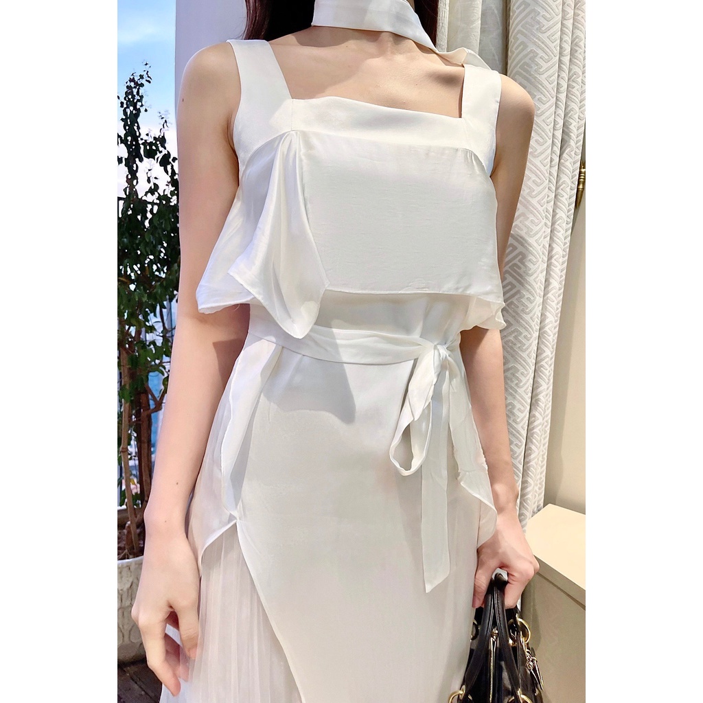 Đầm hai dây dáng thắt eo màu trắng LADY ME by Eva de Eva 21SDKO023T