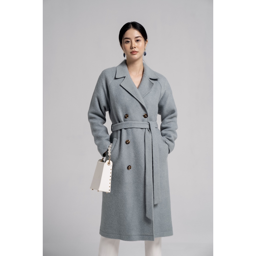 Áo khoác măng tô nữ dáng dài dạ len Eva de Eva 21SCOE005X