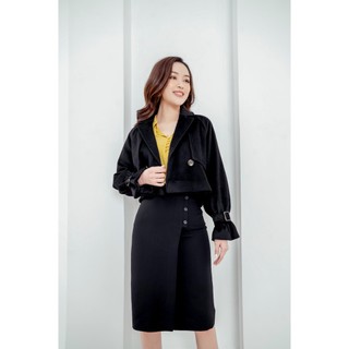 Áo khoác dạ nữ tay dài dáng croptop eva de eva 20ajke027d