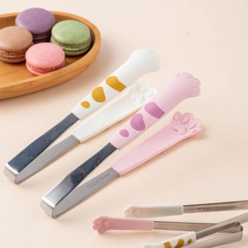 Kẹp Gắp Thức Ăn Bằng Thép Không Gỉ Chịu Nhiệt Cao Hình Chân Mèo 3D Xinh Xắn Kiểu Nhật Bản