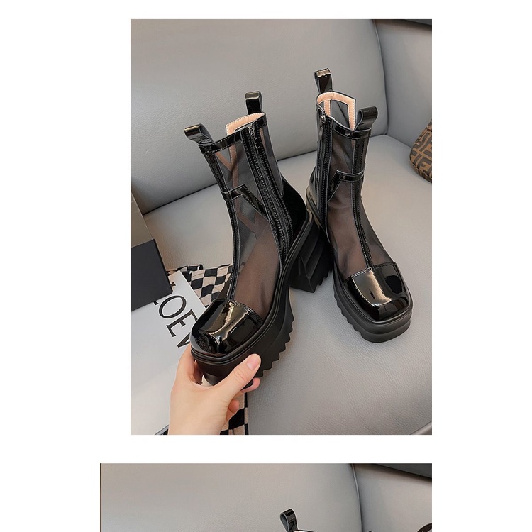 Giày Bốt Martin Bằng Da Thật Mỏng Đế Dày Phối Lưới Thoáng Khí Thời Trang Xuân Hè 2023