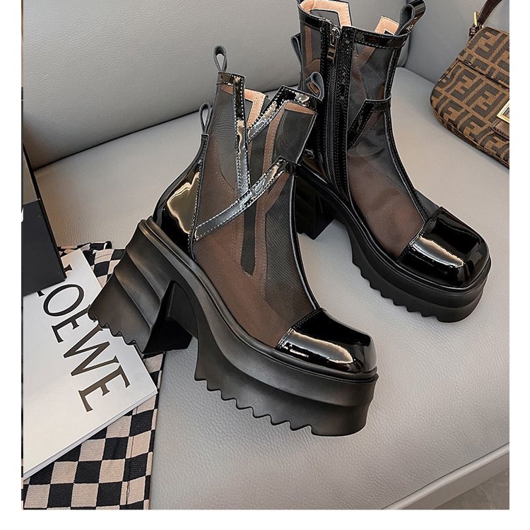 Giày Bốt Martin Bằng Da Thật Mỏng Đế Dày Phối Lưới Thoáng Khí Thời Trang Xuân Hè 2023