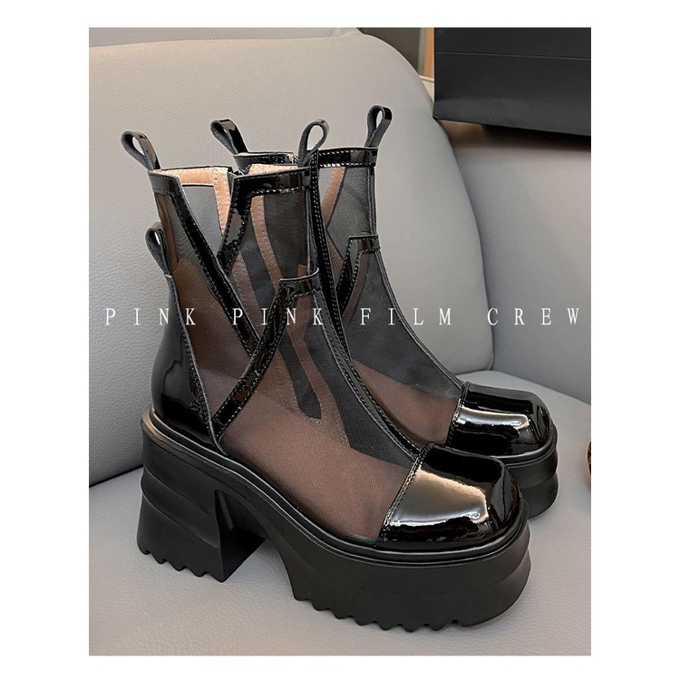 Giày Bốt Martin Bằng Da Thật Mỏng Đế Dày Phối Lưới Thoáng Khí Thời Trang Xuân Hè 2023