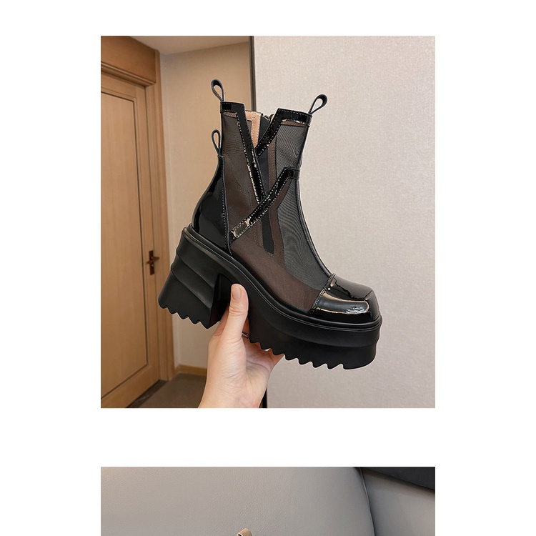 Giày Bốt Martin Bằng Da Thật Mỏng Đế Dày Phối Lưới Thoáng Khí Thời Trang Xuân Hè 2023