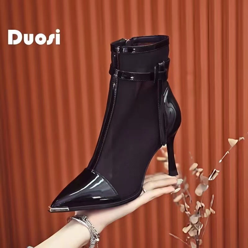 Bốt Cao Gót Mũi Nhọn Phối Khóa Kéo Thời Trang Mùa Xuân 2023 Dành Cho Nữ