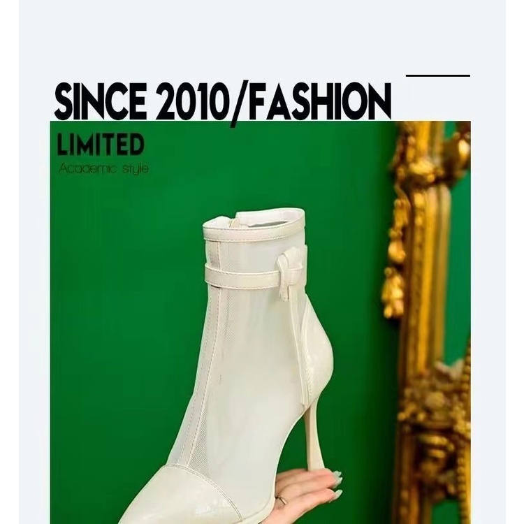 Bốt Cao Gót Mũi Nhọn Phối Khóa Kéo Thời Trang Mùa Xuân 2023 Dành Cho Nữ