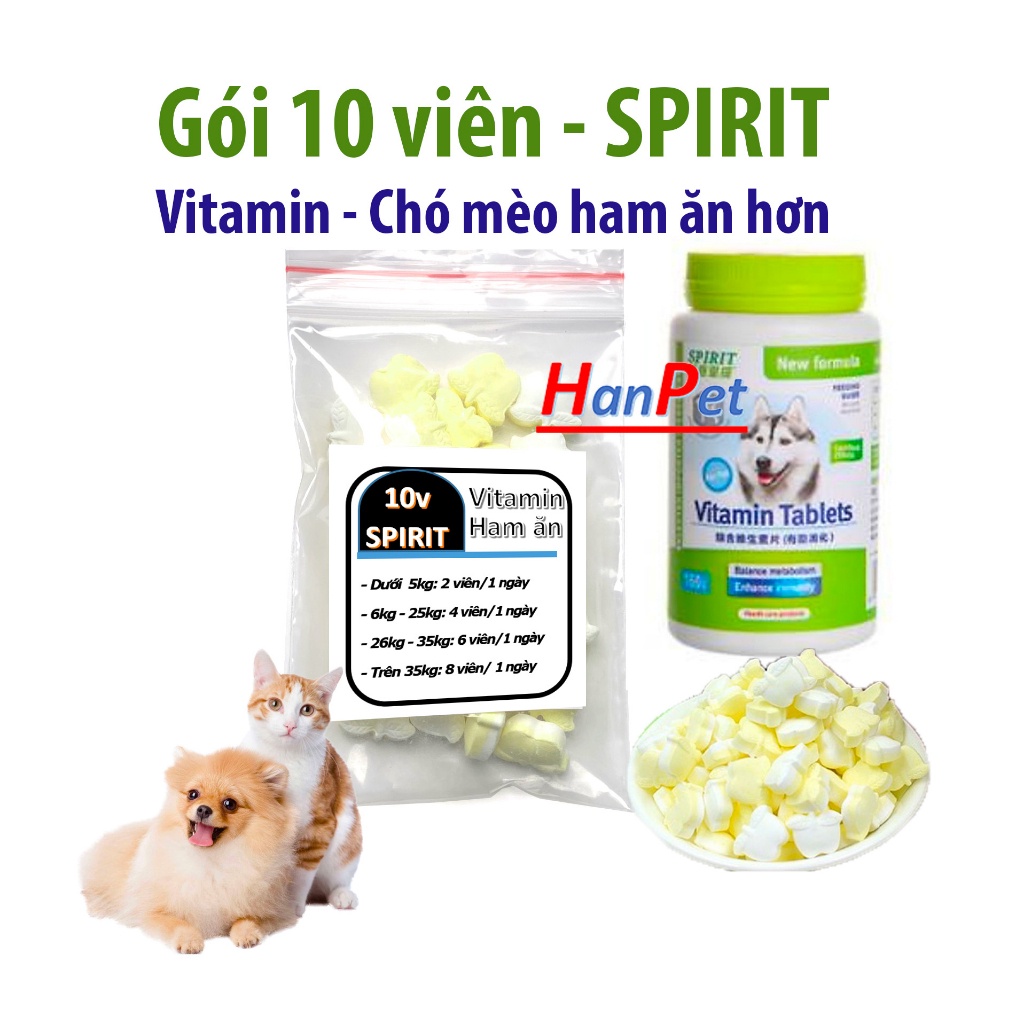 (Gói 10 viên) ORGO Dưỡng chất Spirit cho chó mèo chống rụng lông chắc xương và biếng ăn