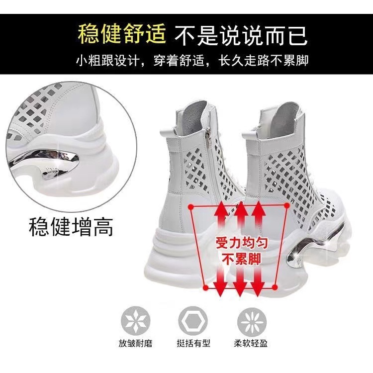 Giày Bốt Martin Phối Lưới Mỏng Thoáng Khí Thời Trang Xuân Thu 2023 Phong Cách Mới Cho Nữ