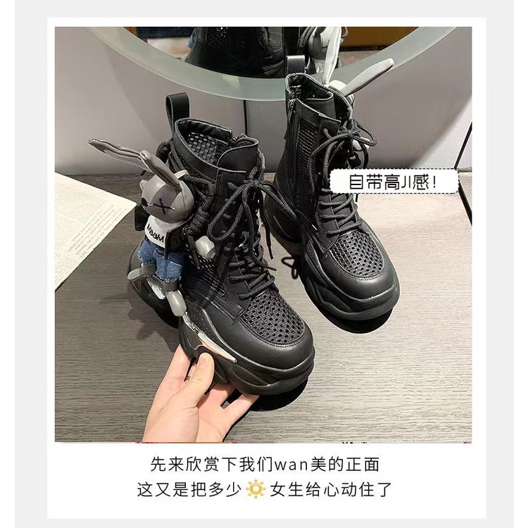 Giày Bốt Martin Phối Lưới Thoáng Khí Thời Trang Mùa Hè 2023 Cho Nữ