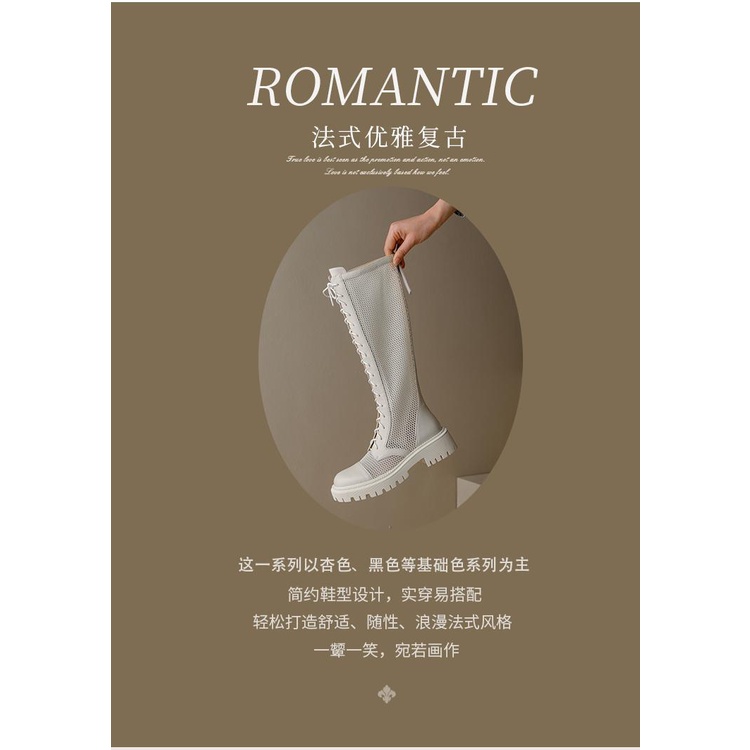 Giày Bốt Martin Cổ Cao Đế Dày Phối Lưới Mỏng Thoáng Khí Thời Trang Mùa Hè Cho Nữ Size 41