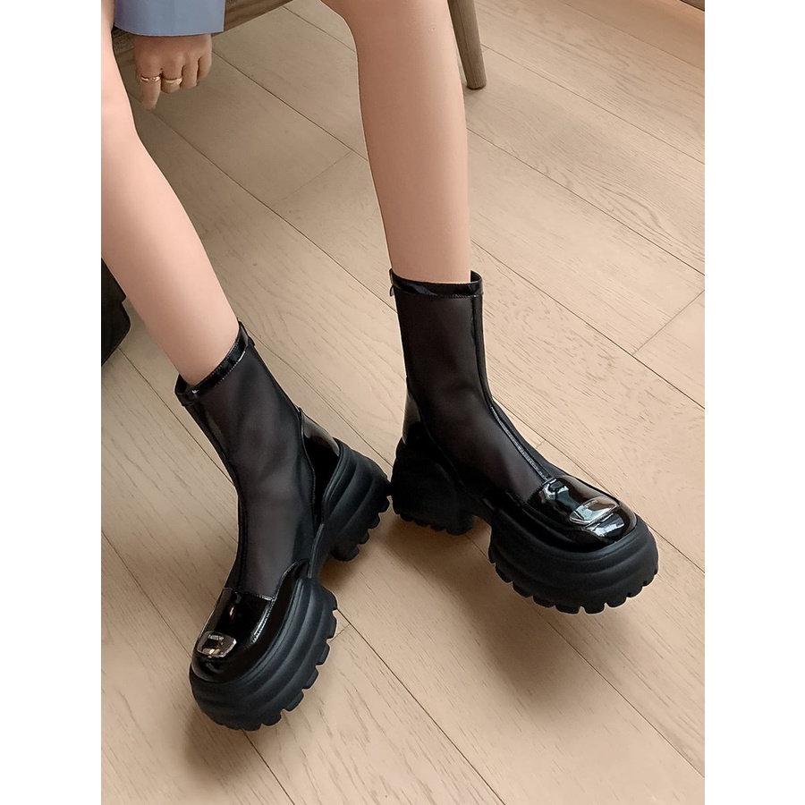 Giày Bốt Da Thật Đế Dày Phối Lưới Thời Trang Mùa Hè Cho Nữ