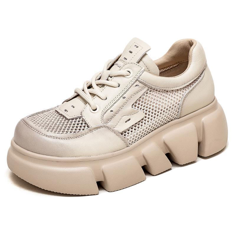 Giày Sandal Da Đế Dày Phối Lưới Thoáng Khí Thời Trang Mùa Hè Cho Nữ