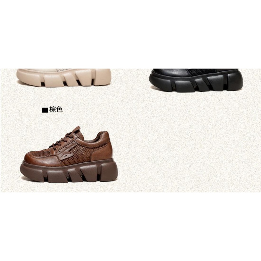 Giày Sandal Da Đế Dày Phối Lưới Thoáng Khí Thời Trang Mùa Hè Cho Nữ