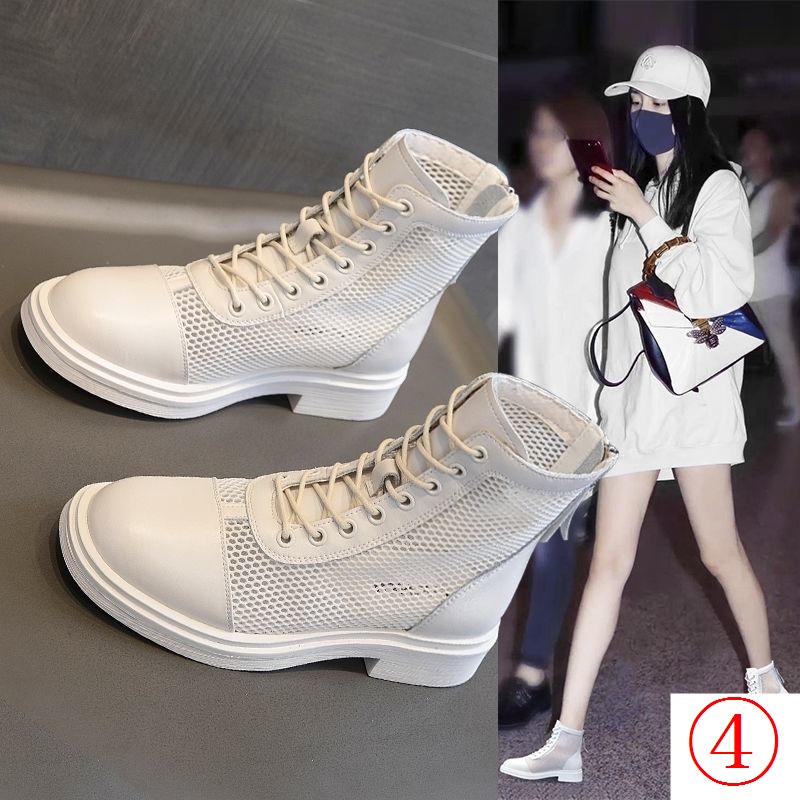 Giày Bốt Martin Da Mỏng Phối Lưới Thoáng Khí Thời Trang Mùa Hè 2023 Cho Nữ