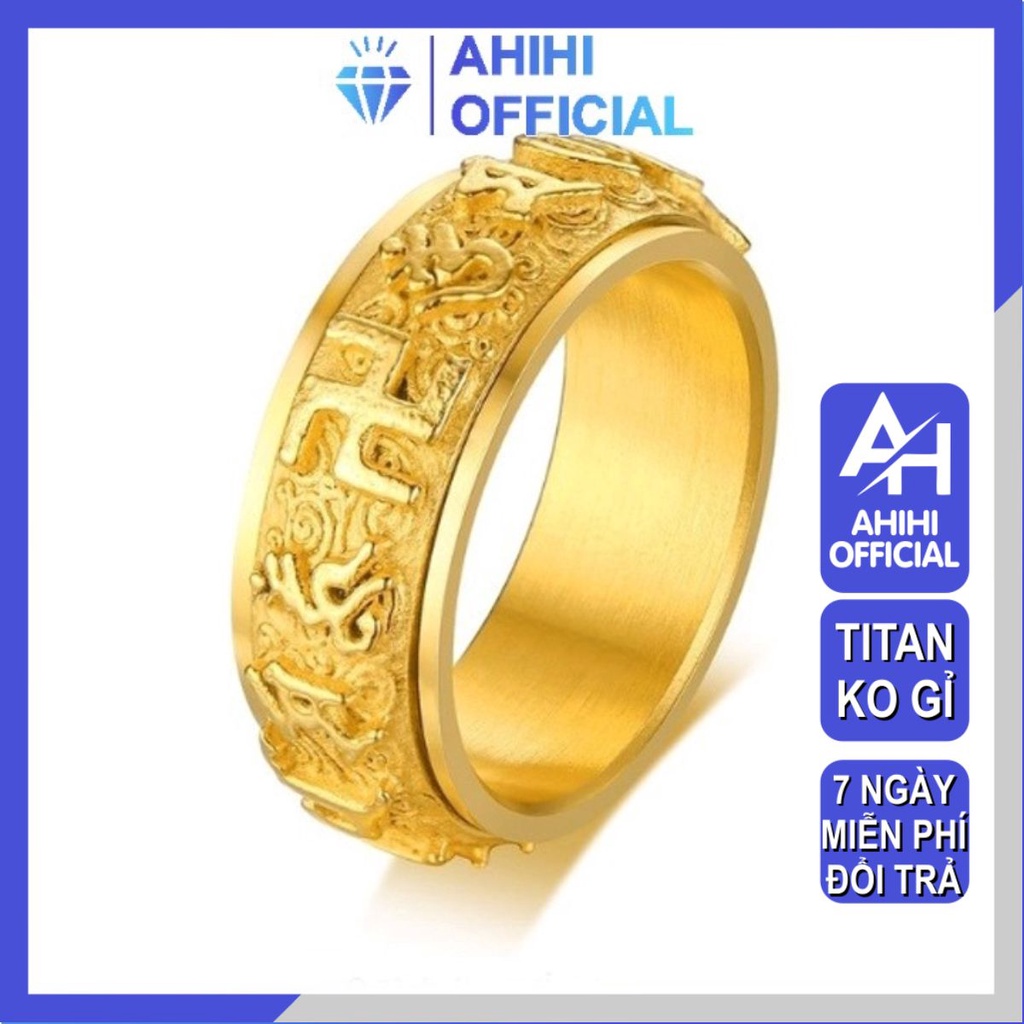 Nhẫn Titan Thép Không Gỉ Nam Titan Cao Cấp Thời Trang Rẻ Đẹp Ahihi.official Màu Mạ Vàng Ptnna22