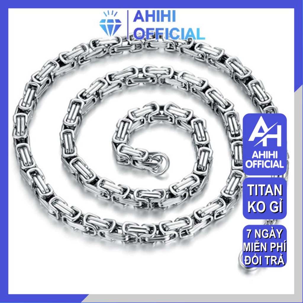 Dây chuyền nam titan thép không gỉ titan cao cấp đẹp sang trọng ziczac ahihi.official cỡ 5mm màu trắng PTDCNA25