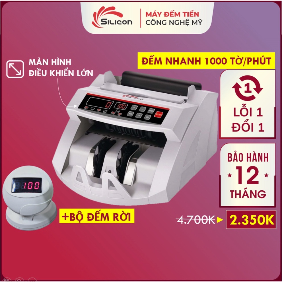 [ Máy đếm tiền mini cầm tay Hoa Kỳ Nhập Khẩu Silicon MC-2200, Tốc độ 1000 tờ/phút đếm cộng dồn, đếm mẻ nhanh