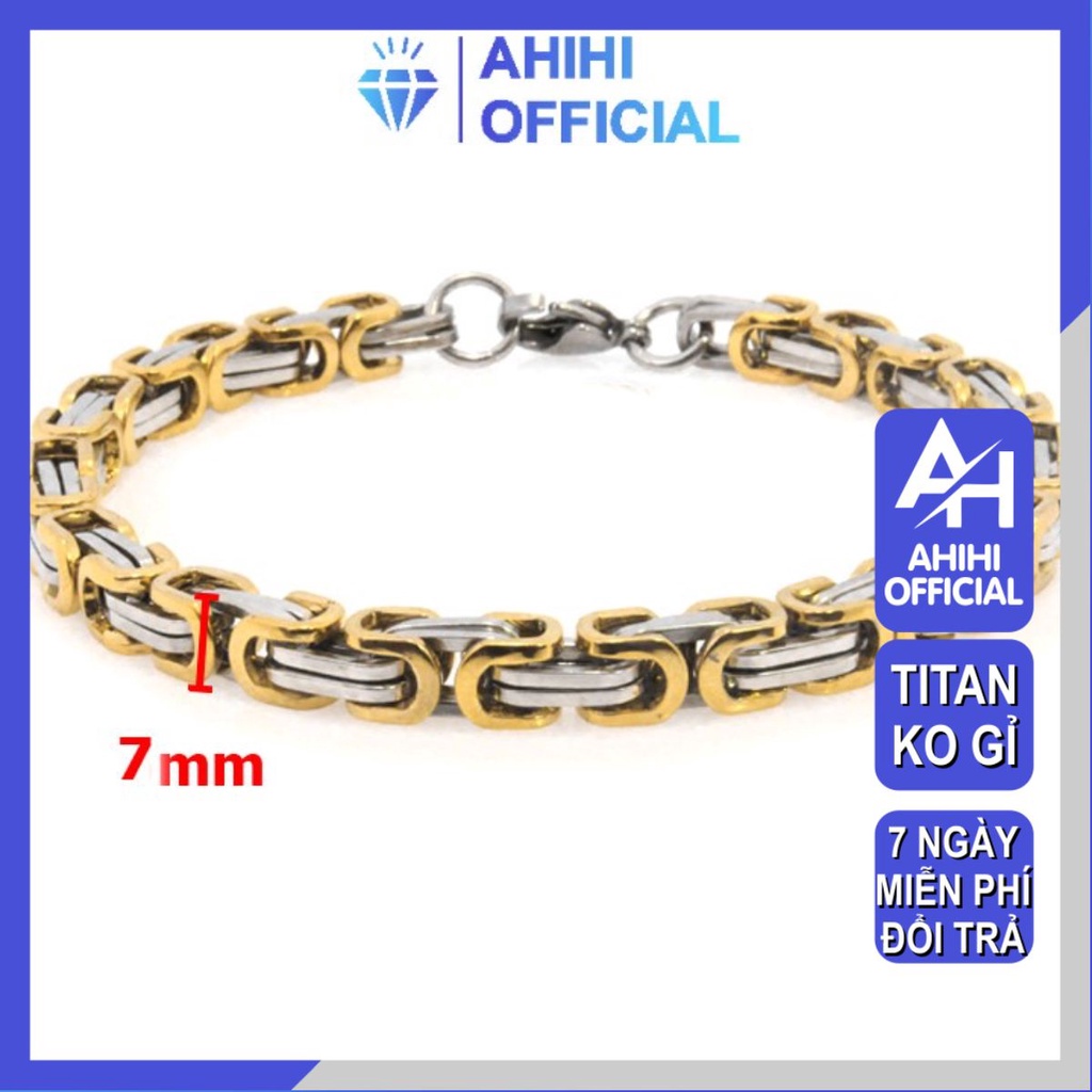 Lắc tay đẹp titan nam cao cấp sang trọng inox thép không gỉ kiểu ziczac vuông ahihi.official cỡ 7mm PTLTNA74