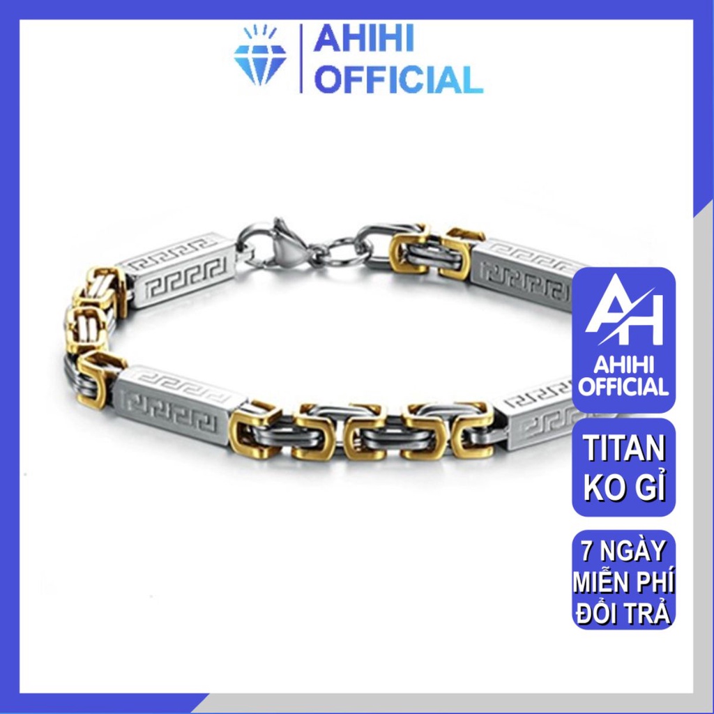 Lắc tay titan nam cao cấp đẹp sang trọng titan thép không gỉ kiểu ziczac dài ahihi.official kích cỡ 7mm PTLTNA93