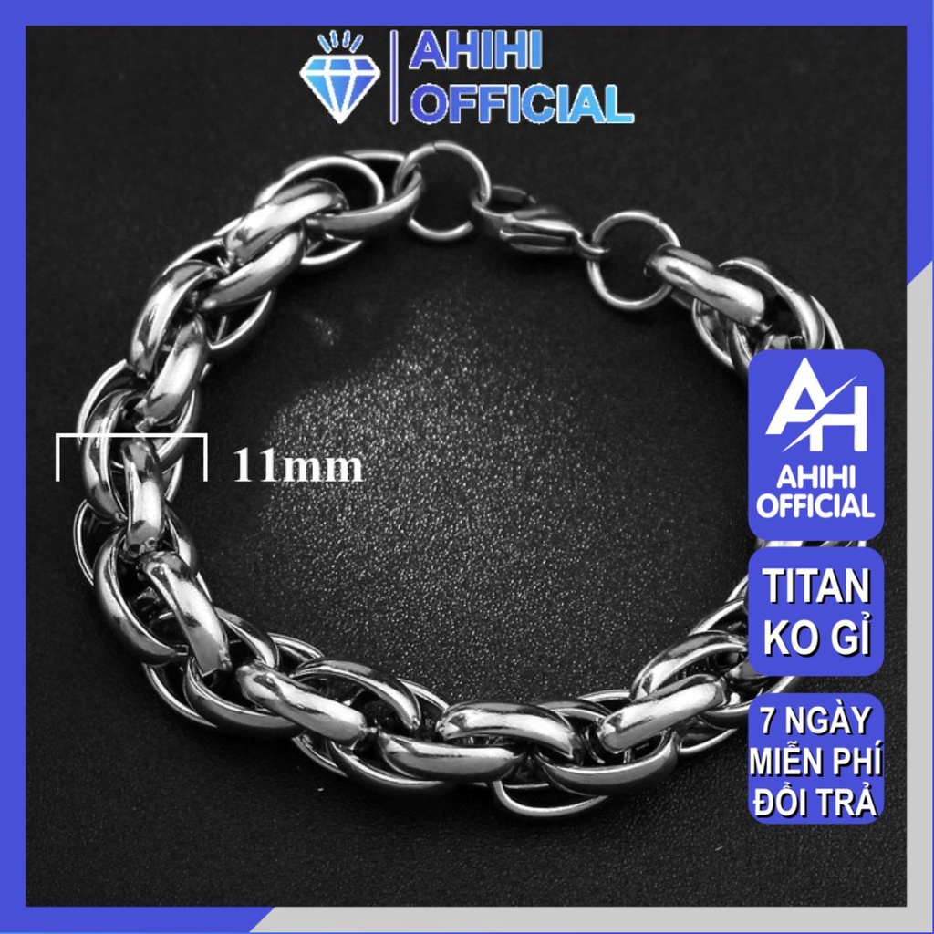Lắc tay nam inox cao cấp rẻ đẹp kiểu bông dừa thời trang titan thép không gỉ ahihi.official cỡ 11mm màu trắng PTLTNA18
