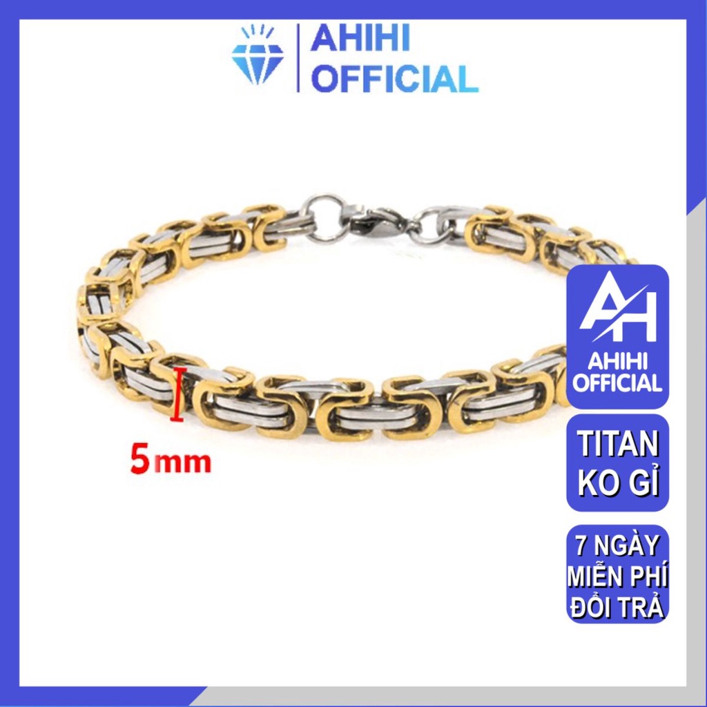 Lắc tay đẹp titan nam cao cấp sang trọng titan thép không gỉ kiểu ziczac vuông ahihi.official cỡ 5mm PTLTNA73