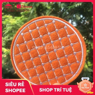 Lót vải nỉ màu cam chấm ô vuông