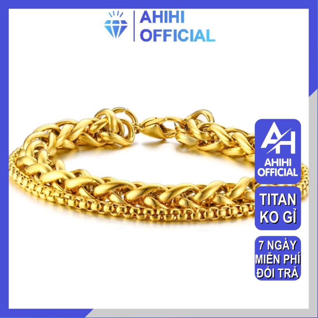 Lắc tay nam titan cao cấp rẻ đẹp kiểu sợi dừa thời trang cách điệu 2 sợi cá tính inox ahihi.official PTLTNA08
