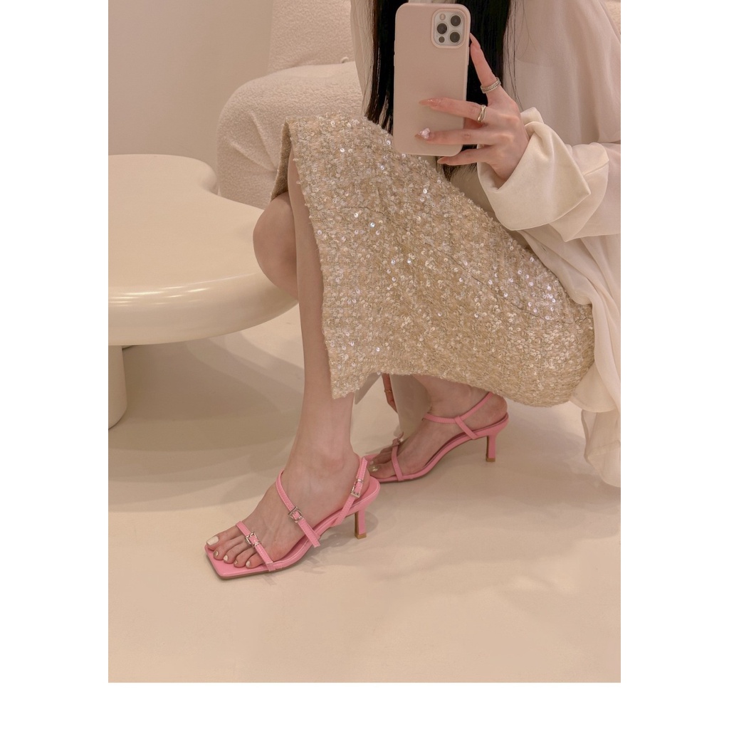 Giày Sandal Cao Gót Mũi Vuông Thời Trang Mùa Hè Dành Cho Nữ
