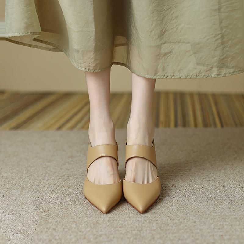 Giày Cao Gót Da Mềm Hở Ngón Thời Trang Mùa Hè Màu Sắc Xinh Xắn Dành Cho Nữ