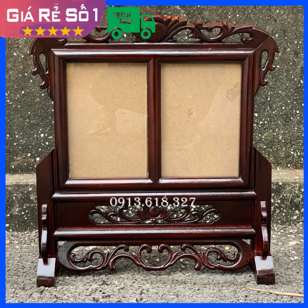 Khung ảnh thờ đôi loại 2 ảnh gỗ hương cỡ hình thờ 18x24 và 21x31