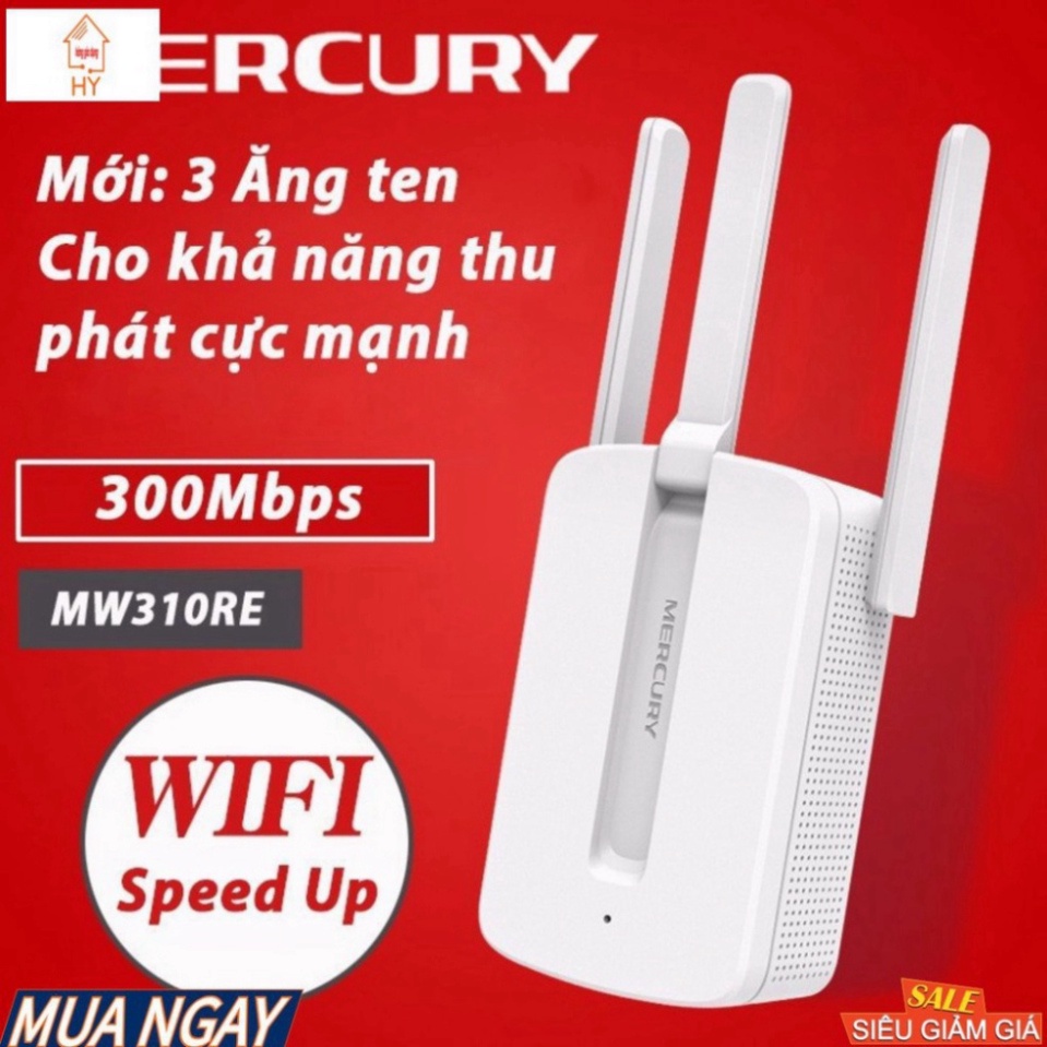 BỘ KÍCH SÓNG  Wifi MERCUSYS MW300RE 3 RÂU - Bộ Kích Sóng 4G