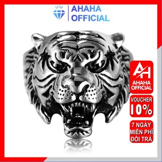 Nhẫn nam inox cao cấp thời trang chạm hổ trangsucpt nhẫn màu trắng thép không gỉ PTNNA256