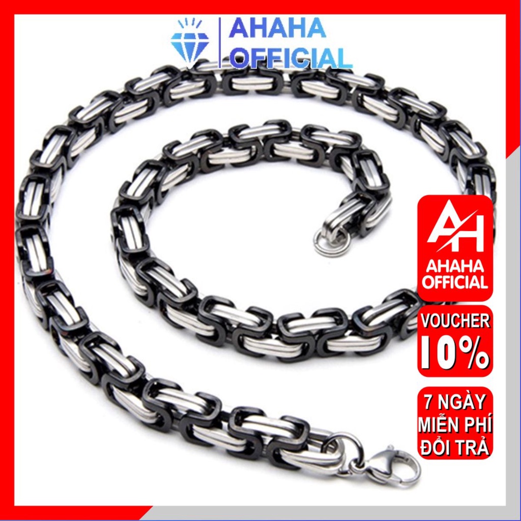 Dây chuyền nam inox cao cấp thời trang kiểu ziczac ahaha.official kích cỡ 10mm màu trắng đen thép không gỉ PTDCNA40