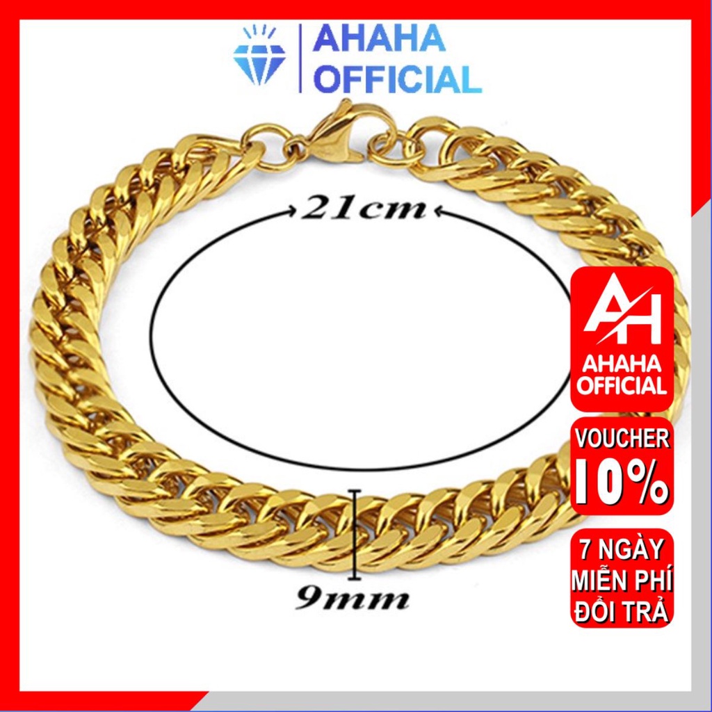 Lắc tay nam đẹp inox cao cấp thời trang titan thép không gỉ kiểu lặc kép ahaha.official màu mạ vàng PTLTNA122