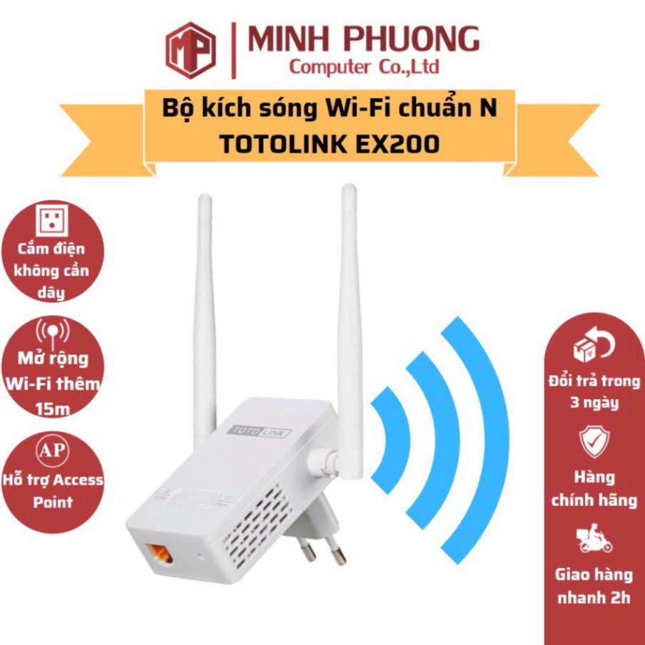 Bộ Kích Sóng Wifi Repeater 300Mbps Totolink Ex200 - Hàng chính hãng | BigBuy360 - bigbuy360.vn