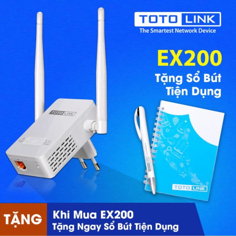 Bộ Kích Sóng Wifi Repeater 300Mbps Totolink Ex200 - Hàng chính hãng | BigBuy360 - bigbuy360.vn