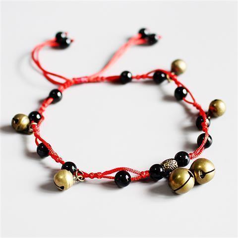 Vòng Đeo Chân Bằng Đồng Thau Dệt Tay Có Chuông Màu Đỏ Ngọt Ngào Dễ Thương Dành Cho Học Sinh Nam Nữ