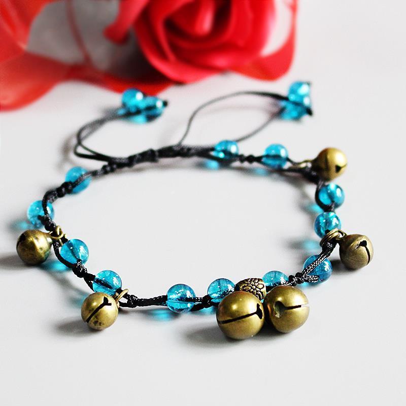 Vòng Đeo Chân Bằng Đồng Thau Dệt Tay Có Chuông Màu Đỏ Ngọt Ngào Dễ Thương Dành Cho Học Sinh Nam Nữ