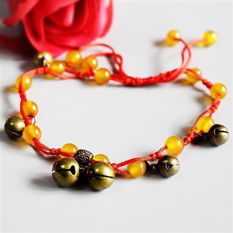 Vòng Đeo Chân Bằng Đồng Thau Dệt Tay Có Chuông Màu Đỏ Ngọt Ngào Dễ Thương Dành Cho Học Sinh Nam Nữ