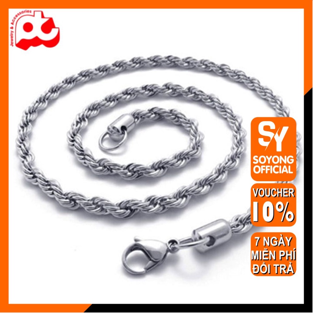 Dây chuyền nam inox thời trang kiểu buộc tàu soyong màu trắng thép không gỉ PTDCNA08