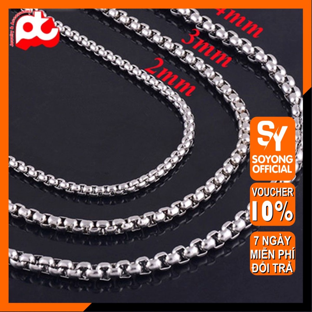 Dây chuyền nam inox thời trang kiểu bông dừa khít soyong kích cỡ 3mm màu trắng thép không gỉ PTDCNA50