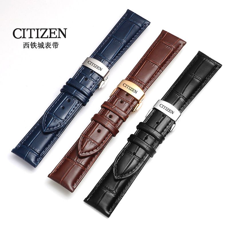 4/22☆Dây Đeo Đồng Hồ Bằng Da Bò Thật Chống Mòn & Mồ Hôi Có Cánh Thiên Thần Cho Citizen