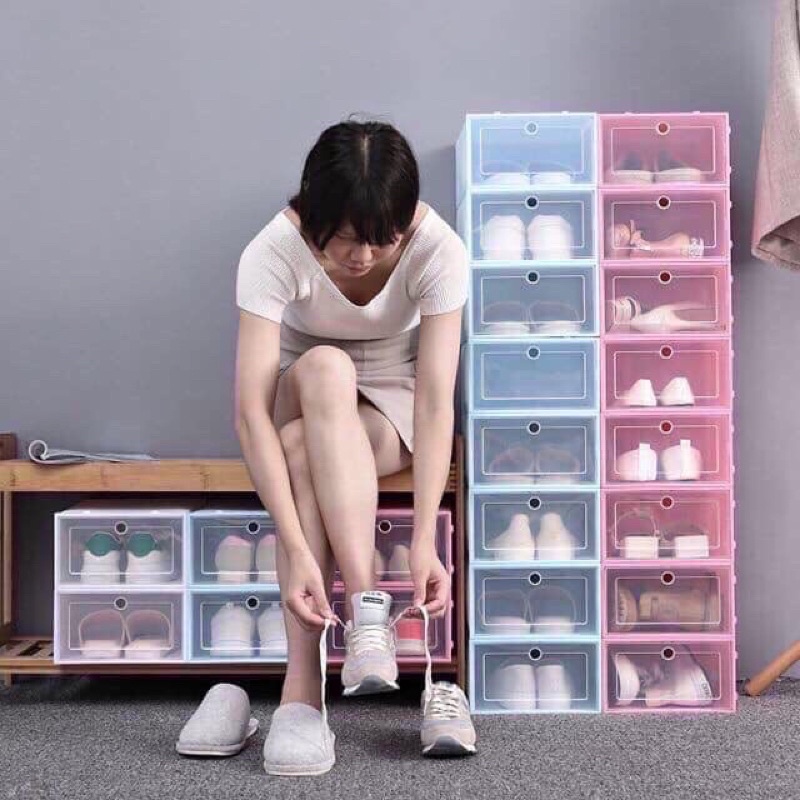 Hộp Đựng Giày Nắp Nhựa Cứng Loại 1 SIZE LỚN, Tủ Giày Kệ Giày Dép Giá Rẻ Tủ Lắp Ráp Bảo Quản Giày Nắp Nhựa Cứng