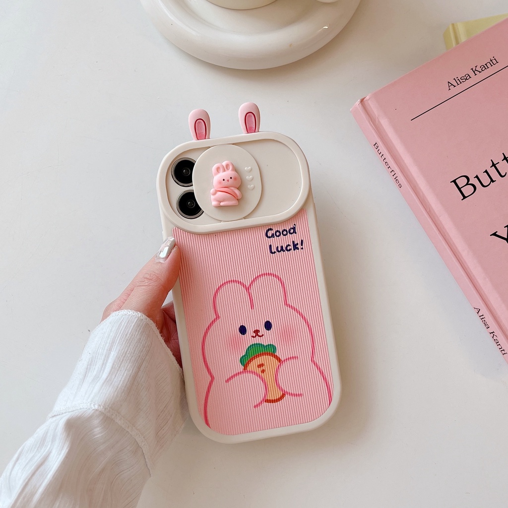 Ốp Điện Thoại Silicon TPU Mềm Hình Gấu Thỏ Hoạt Hình 3D Bảo Vệ Camera Cho iPhone 14 Pro Max 14 Plus 13 12 11