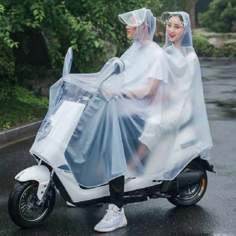 Áo Mưa Trùm Đầu Trắng Trong Thành Long Loại 1 Mũ và 2 Mũ Có Kính Và Chụp Gương Bền Đẹp Hàng Chính Hãng